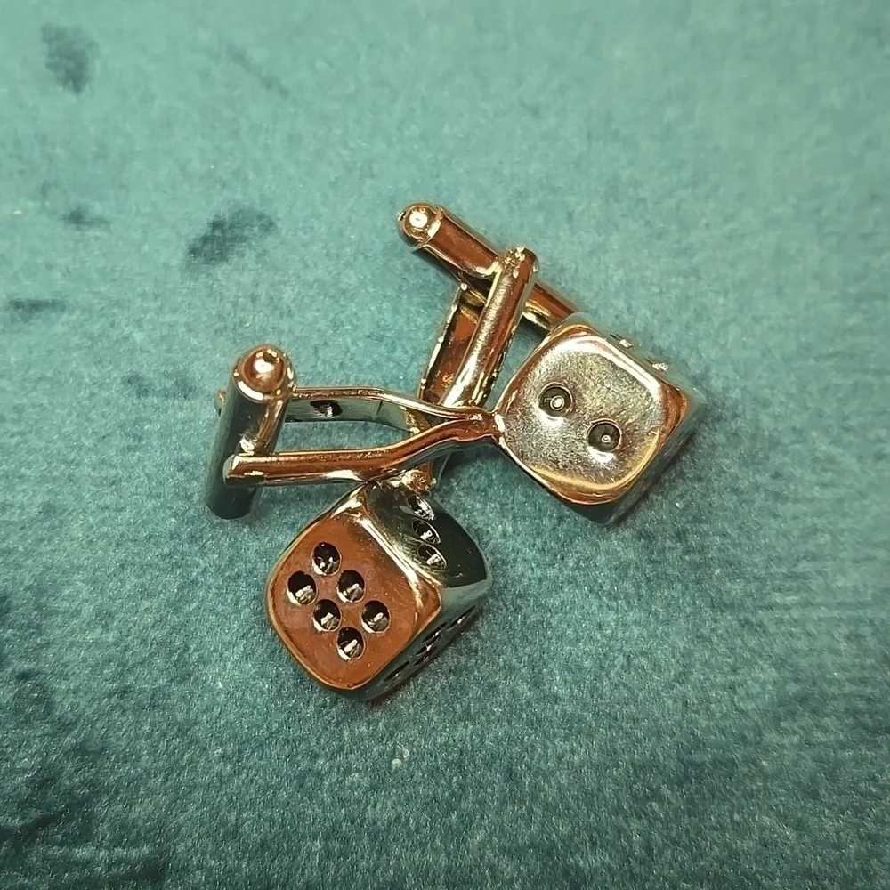 Silver and Black Modern Dice Stainless Steel Cuff Links Brand New